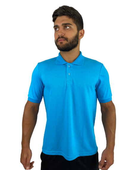 Camisa Polo Piquet Azul Turquesa Masculina