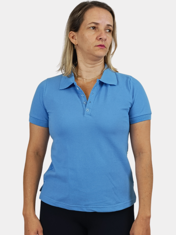 Camisa Polo Feminina Azul imperial