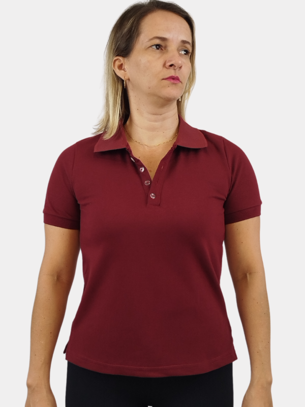 Camisa Polo Feminina vinho