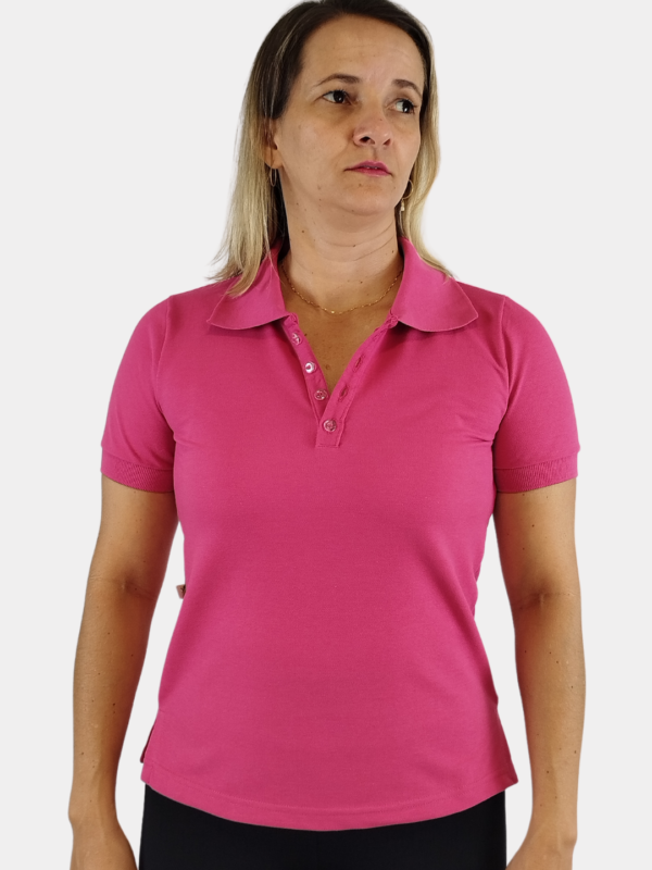 Camisa Polo Feminina Rosa pink